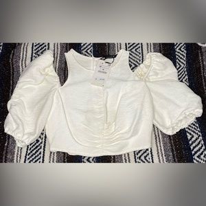 Zara Cold Shoulder White Top